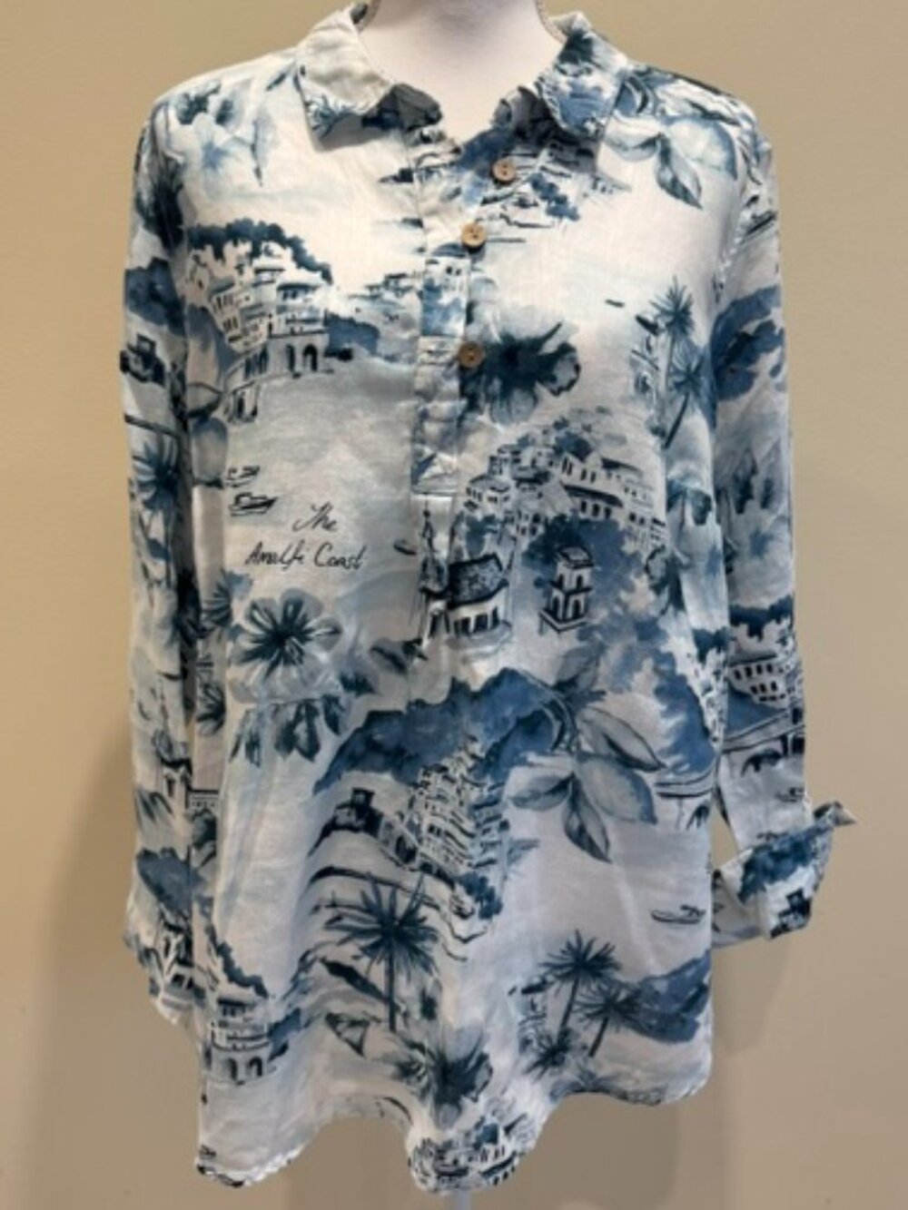 Cynthia Rowley 100% Linen Amalfi Coast Blouse Size 1X